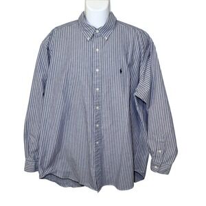 Ralph Lauren Blaire Button Down Mens XL Blue White Striped Cotton Pony Logo